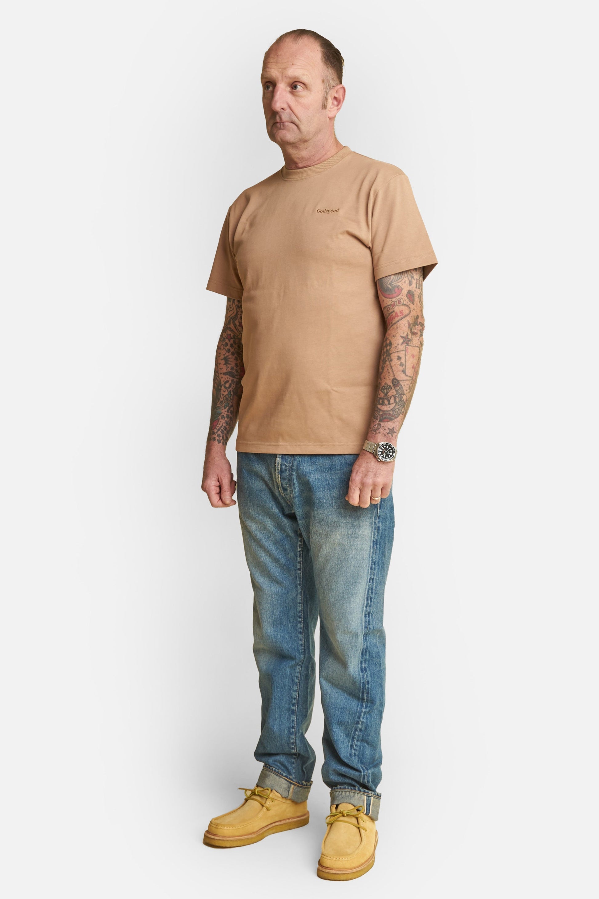 Tonal Mini Logo Heavyweight Organic T-Shirt - Brown