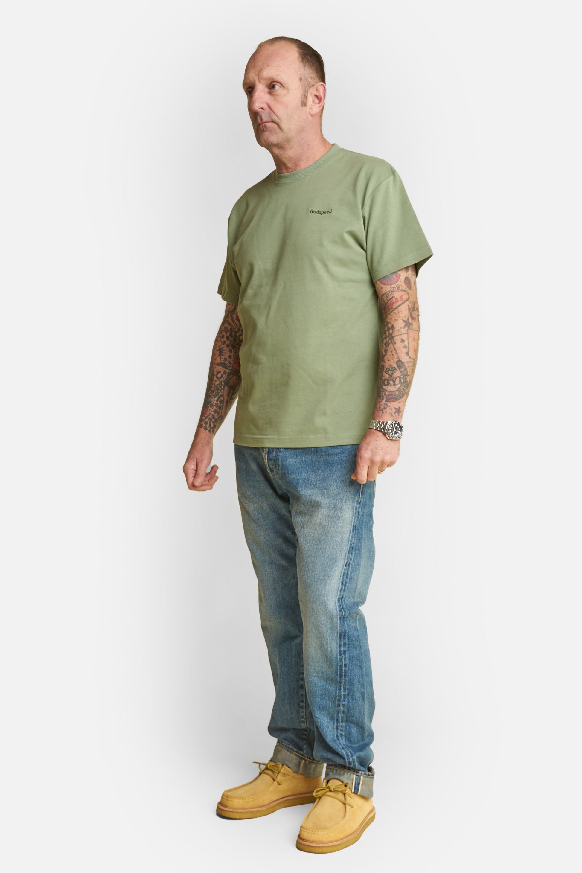 Tonal Mini Logo Heavyweight Organic T-Shirt - Green