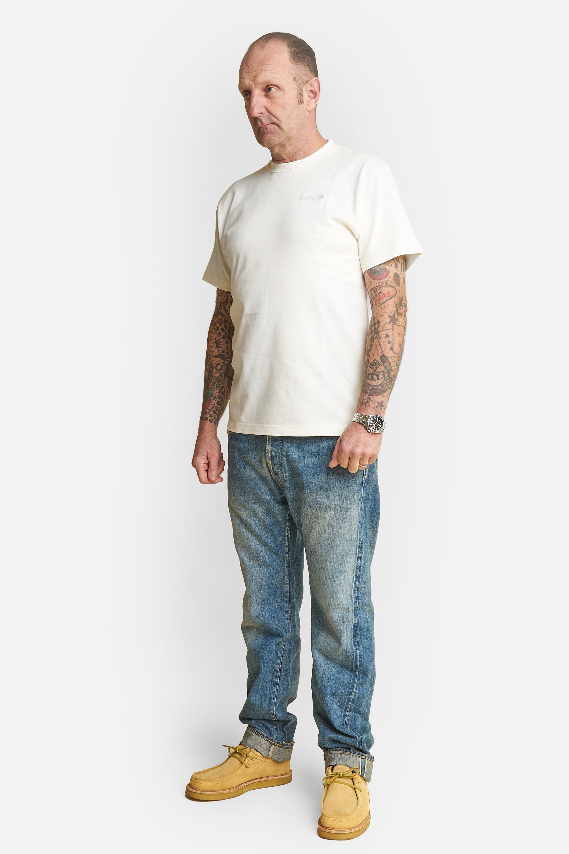 Tonal Mini Logo Heavyweight Organic T-Shirt - Natural